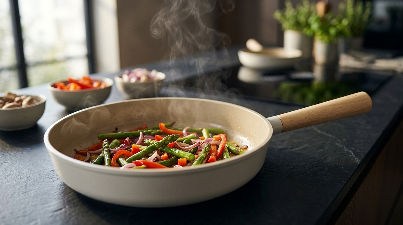 Legumes salteados em uma Frigideira Neoflam