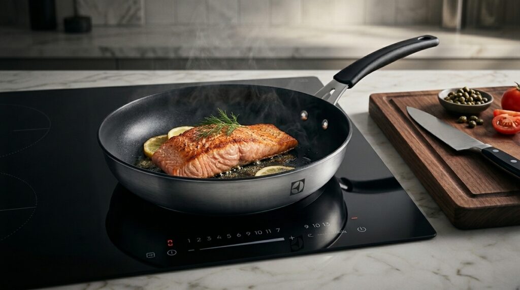 Frigideira Electrolux Inox 24cm com interior antiaderente híbrida